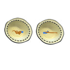Pair Small Bowls Cream Fun Swimmer
