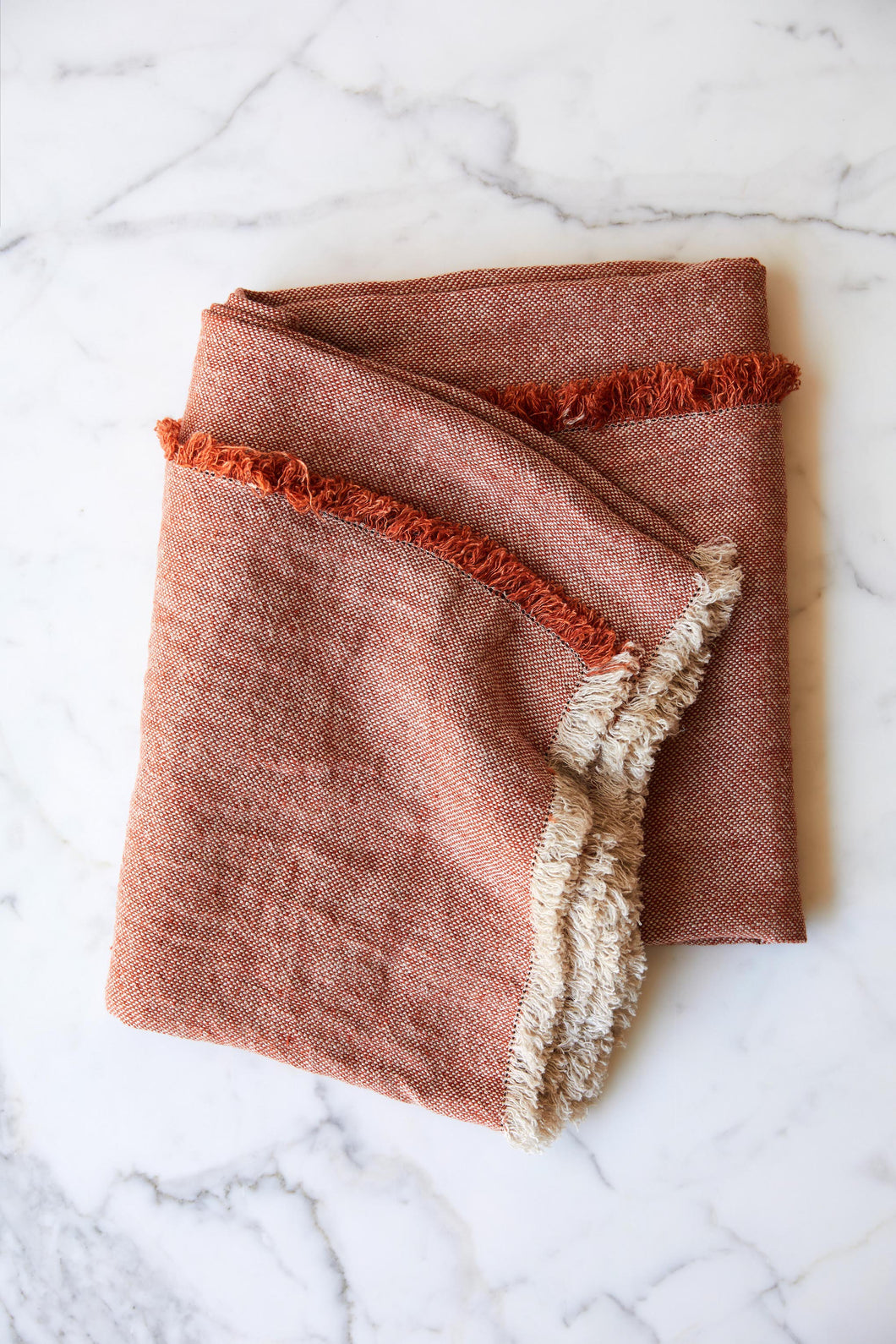 Heirloom Linen Blanket | Terracotta Natural