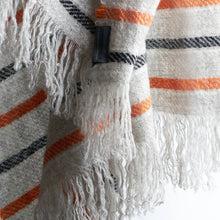 Load image into Gallery viewer, Stansborough Grey Black Orange Striped Throw Rug close up
