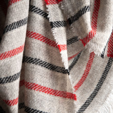 Load image into Gallery viewer, Stansborough Grey Black Red Striped Throw Rug Close Up

