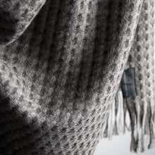 Load image into Gallery viewer, Stansborough Natural Grey Kauri Throw with Fringe Close Up
