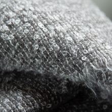 Load image into Gallery viewer, Stansborough Mohair Wool Grey Ecru Blanket with Fringe Up Close Detail
