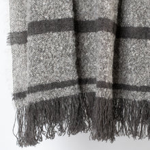Load image into Gallery viewer, Stansborough Mohair Wool Striped Grey Throw with Fringe Close Up Detail
