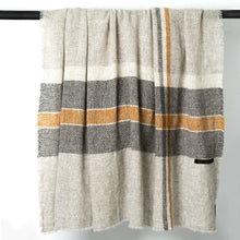 Load image into Gallery viewer, Stansborough New Zealand Wool  Rug Grey Gold Stripe Hanging
