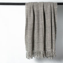 Load image into Gallery viewer, Stansborough Grey Natural Wool Throw Rug Hanging

