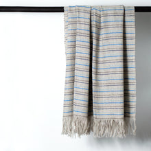 Load image into Gallery viewer, Stansborough Cote D&#39;Azur Blue Grey Wool Throw Rug Hanging
