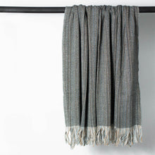 Load image into Gallery viewer, Stansborough Deckchair Alpaca Wool Black Blue Gold Throw Rug Hanging
