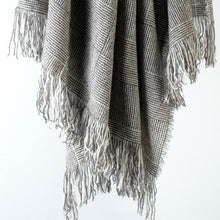 Load image into Gallery viewer, Stansborough Grey Natural Wool Throw Rug Close Up Hanging
