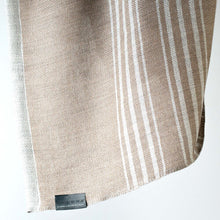 Load image into Gallery viewer, Stansborough Wool Certified Organic Bamboo Hem Throw Detail Hanging
