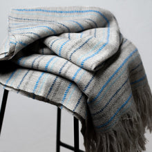 Load image into Gallery viewer, Stansborough Cote D&#39;Azur Blue Grey Wool Throw Rug Folded
