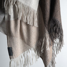 Load image into Gallery viewer, Stansborough Alpaca Wool Check Throw Rug Certified Organic Bamboo with Fringe Hanging Detail
