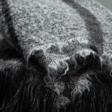 Load image into Gallery viewer, Stansborough Mohair Wool Striped Grey Throw with Fringe Detail
