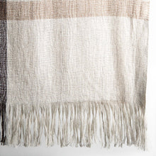 Load image into Gallery viewer, Stansborough Alpaca Wool Check Throw Rug Certified Organic Bamboo with Fringe Up Close
