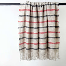 Load image into Gallery viewer, Stansborough Grey Black Red Striped Throw Rug Hanging
