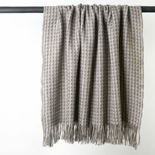 Load image into Gallery viewer, Stansborough Natural Grey Kauri Throw with Fringe Hanging
