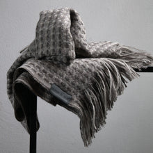 Load image into Gallery viewer, Stansborough Natural Grey Kauri Throw with Fringe Folded
