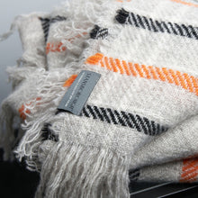 Load image into Gallery viewer, Stansborough Grey Black Orange Striped Throw Rug Folded
